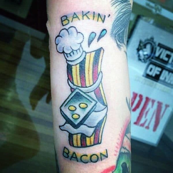 Baking Bacon Tattoo Male Forearms
