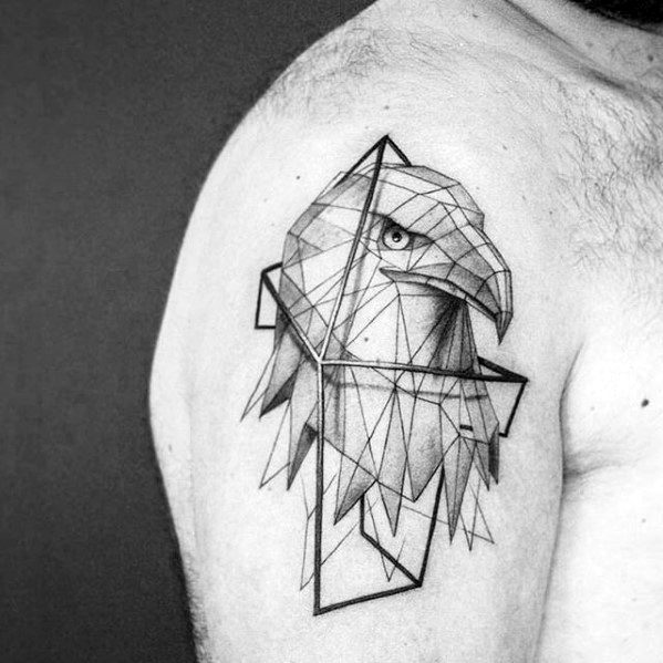 Bald Eagle Geometric Arm Tattoo Design On Man