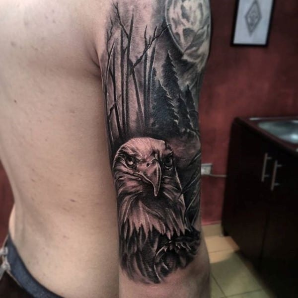 Bald Eagle Guys Half Sleeve Tree Tattooos
