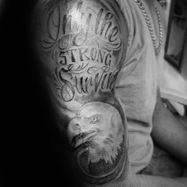 Bald Eagle Only The Strong Survive Mens Half Sleeve Tattoos