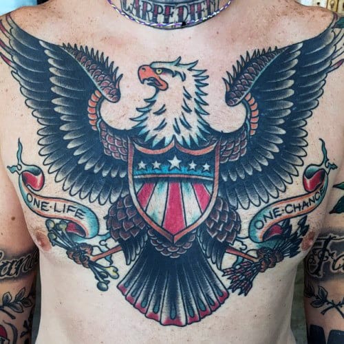 Bald Eagle Traditional Tattoo Designs For Gentlemen On Chest