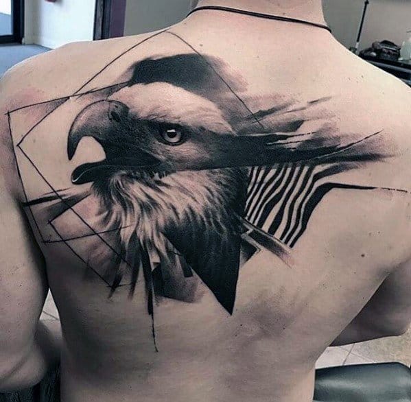 Bald Eagle Watercolor Awesome Back Male Tattoo Designs