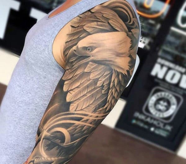 Bald Eagle Wings Unbelievable Half Sleeve Tattoos For Men
