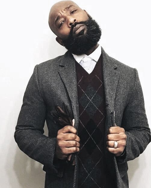 Bald Haircut Full Beard Style For Black Men
