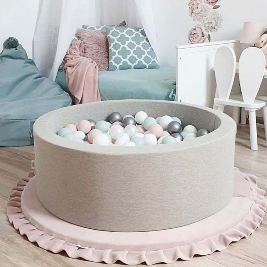ball pit in pastel color bedroom