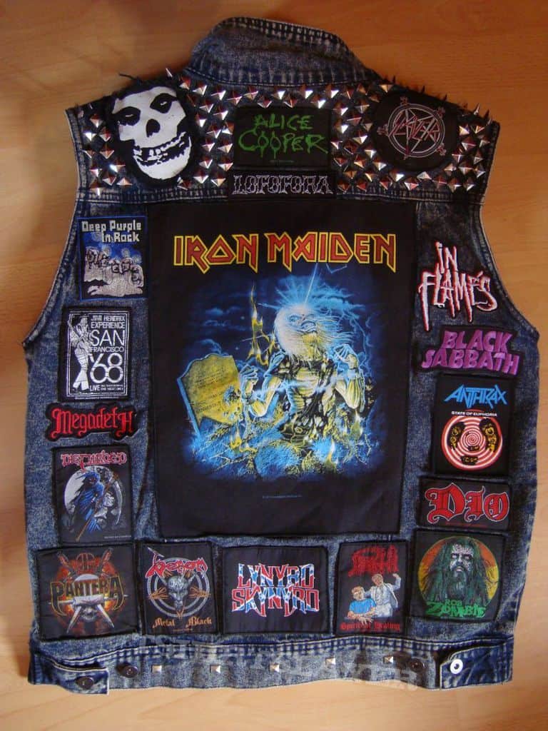 Cut-off denim jacket with patches