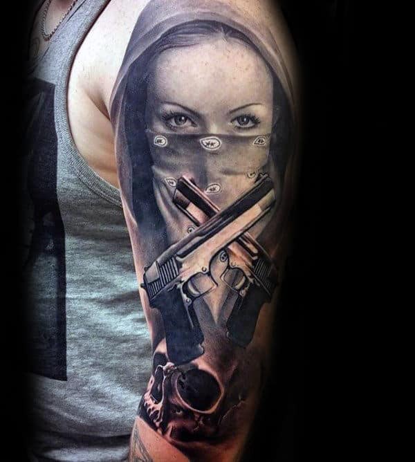 Bandana Gangster Mens Half Sleeve Tattoos