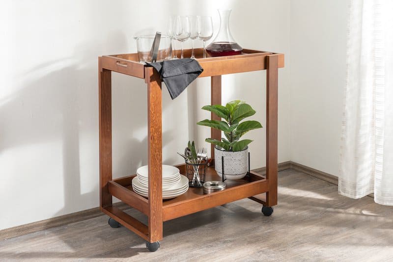 wood bar cart