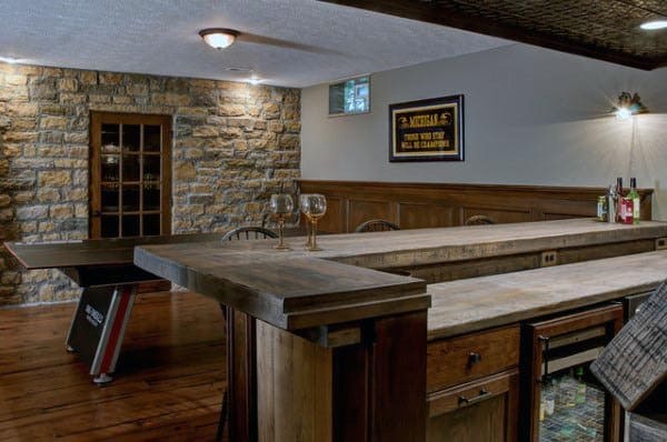 Bar With Pool Table Rustic Basement Ideas