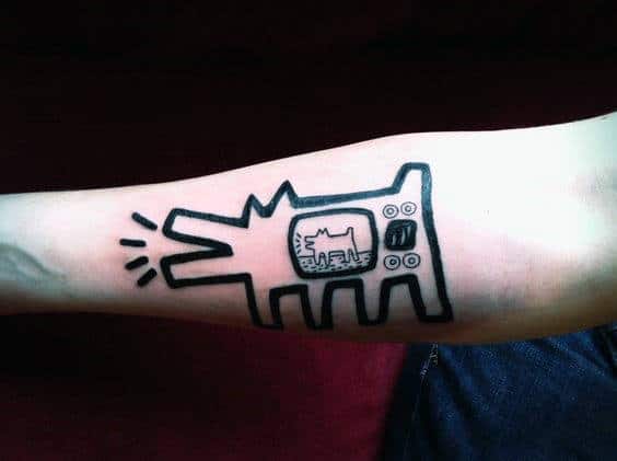 Barking Dog Pop Art Mens Tv Tattoo On Forearms