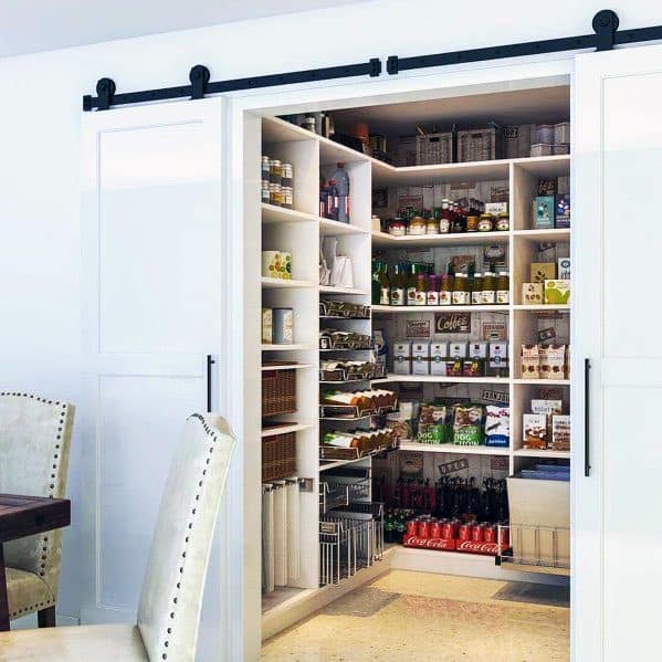 white barn door sliding kitchen pantry 