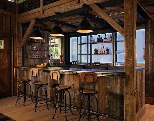 Barn Wood Beams Rustic Bar Ideas