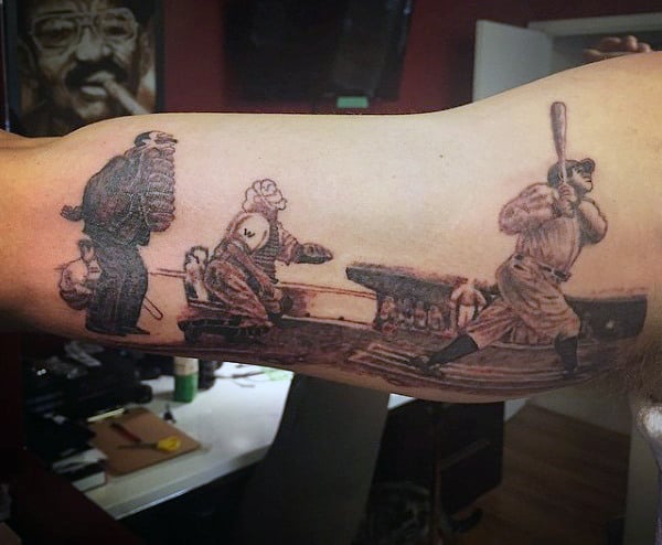 Baseball Game Tattoo On Man