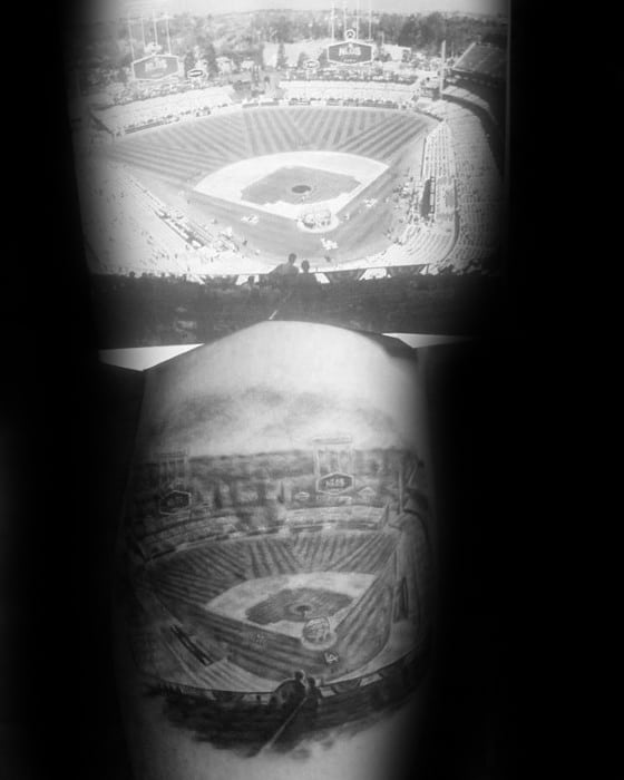 Baseball Stadium Arm Dodgers Tattoos Men
