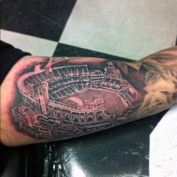 Baseball Stadium Tattoos Designs For Guys