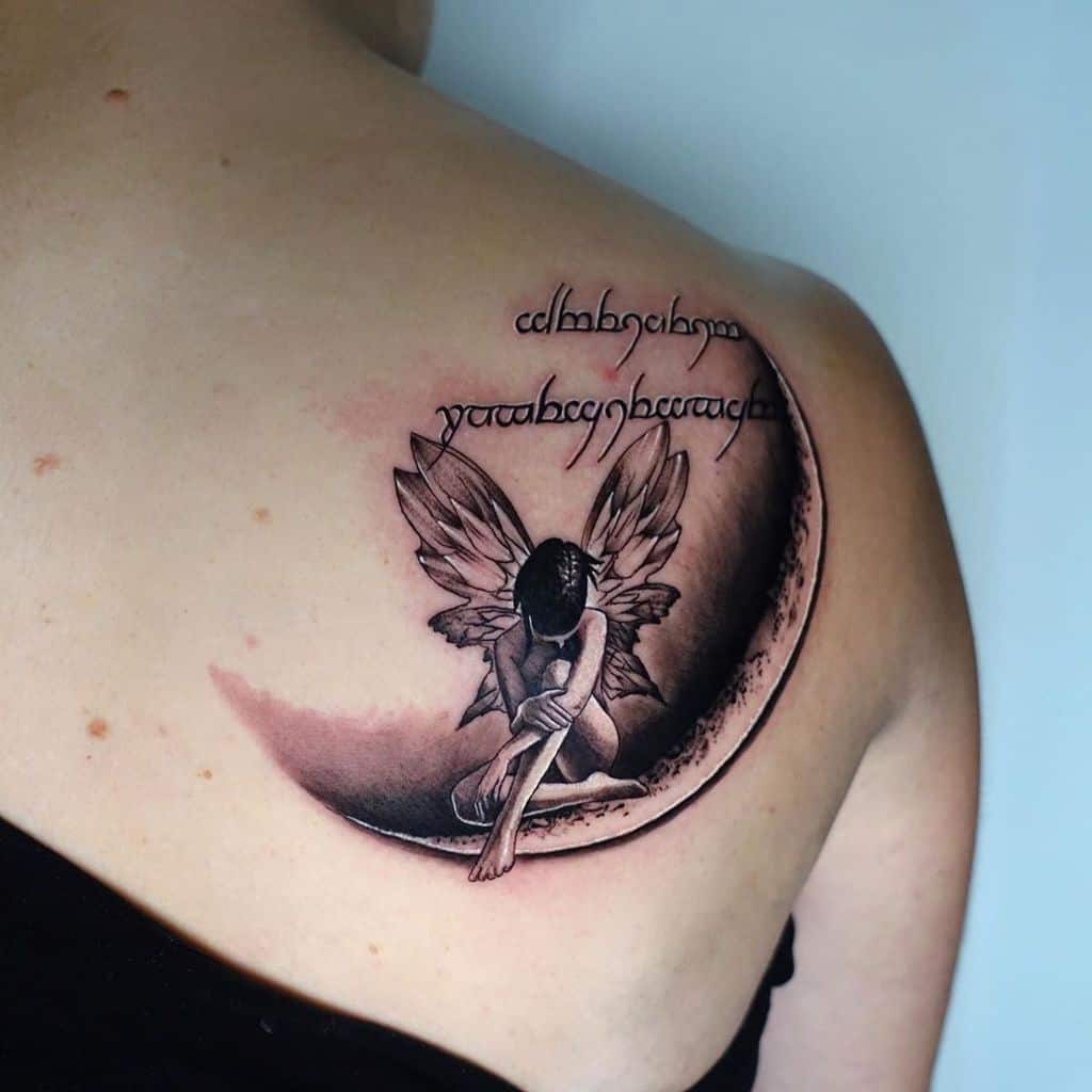 Basel Black And Grey Living Dead Fairy Tattoo