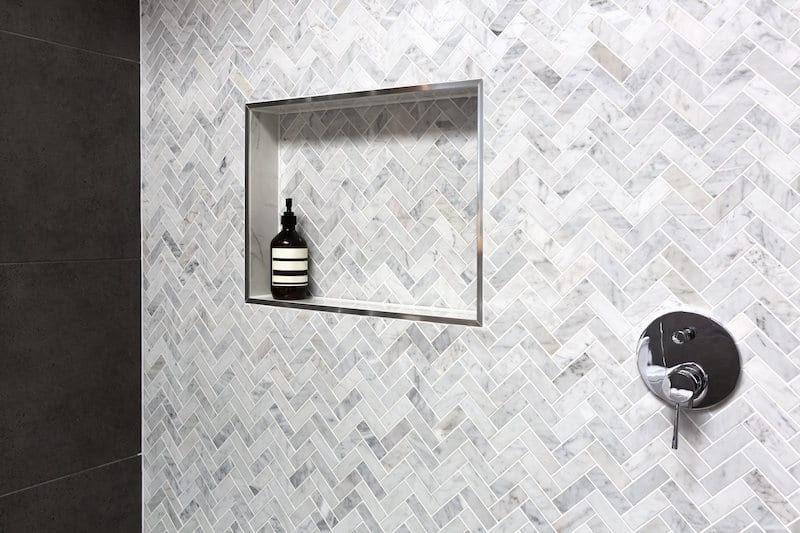 gray and white subway tiles bathroom shower