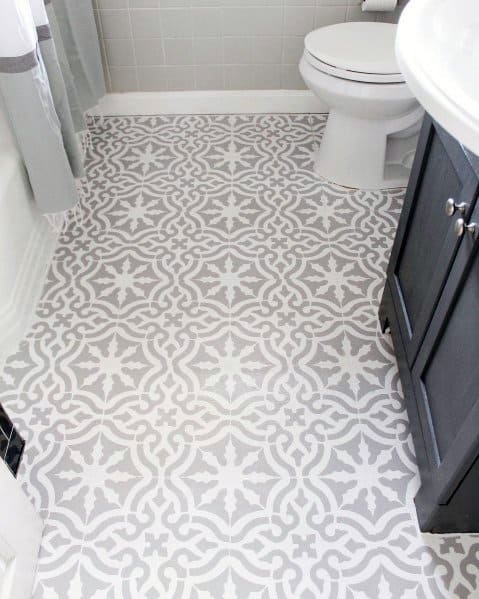 Bathroom White And Grey Impressive Painted Floor Ideas