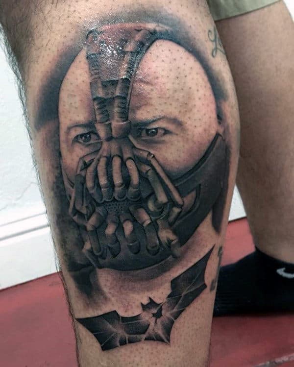 Batman Bane Guys Leg Tattoo Design Inspiration