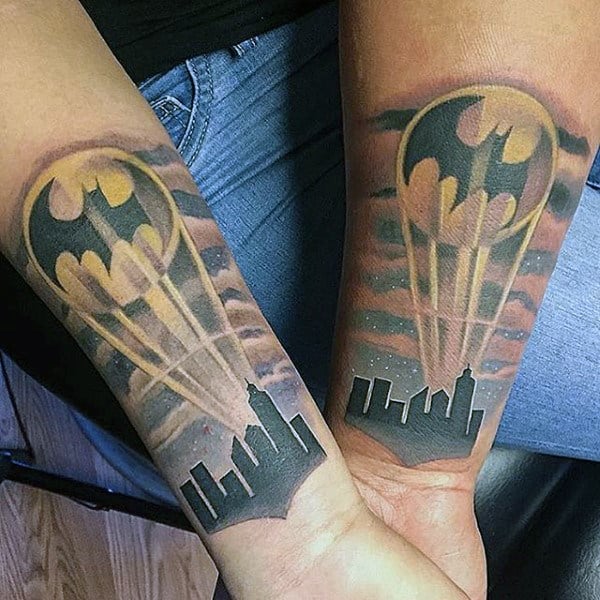 Batman Superman Mens Tattoo