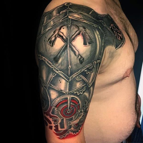 Battle Armor Plate Crazy Male Half Sleeve Tattoos