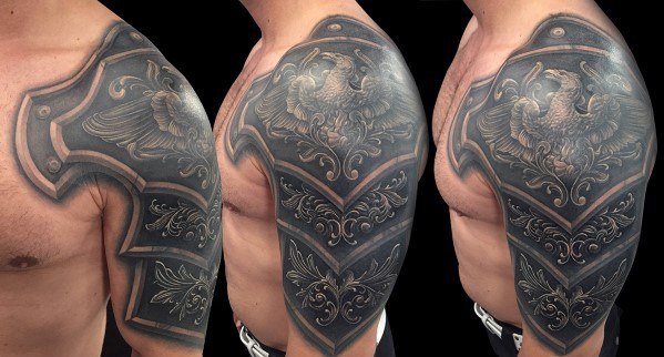 Battle Plate Armor Guys Tattoo Cover Up Half Sleeve