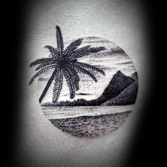 Beach Circle Detailed Arm Small Unique Tattoos For Males