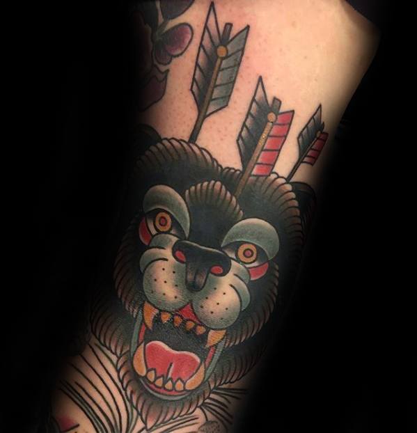 Bear With Arrows Traditonal Old School Remarkable Ditch Tattoos For Males