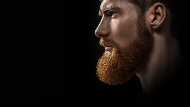 croped shot of young bearded caucasian male model