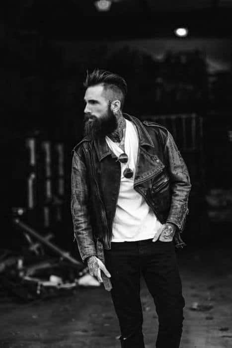Bearded Male With Undercut And Medium Length Thick Hairstyle
