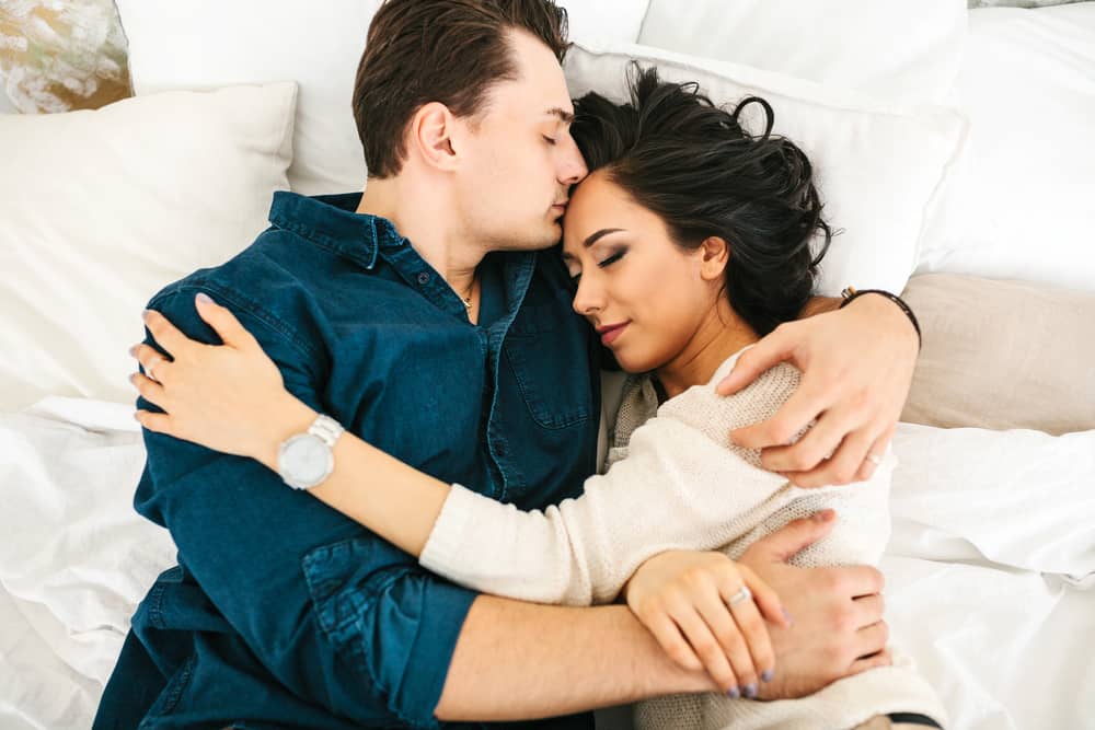 young beautiful couple hugging