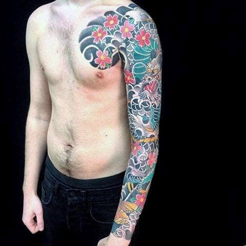 Beautiful Japanese Sleeve Tattoo For Males