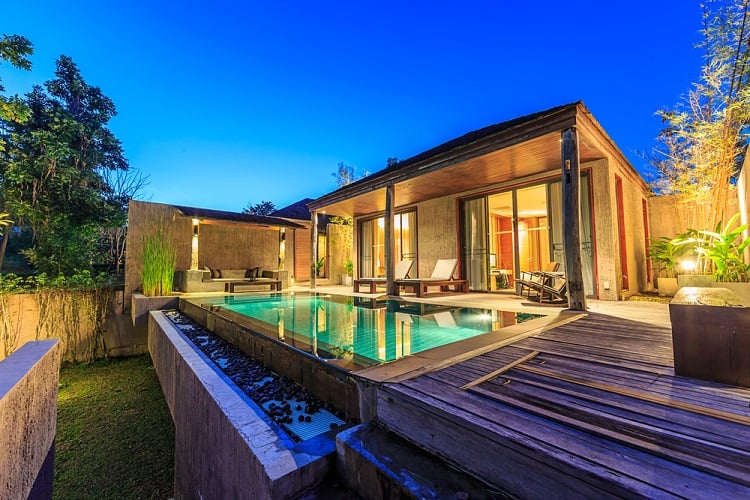 beautiful villa above ground pool wood deck