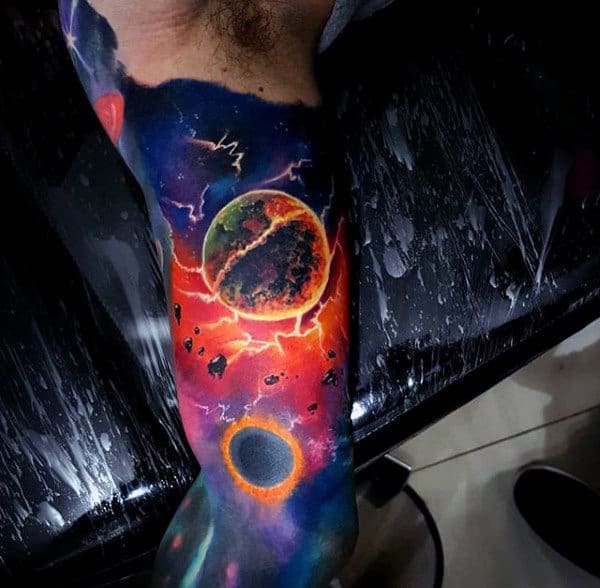 Bedazzling Astronomy Tattoo Male Forearms