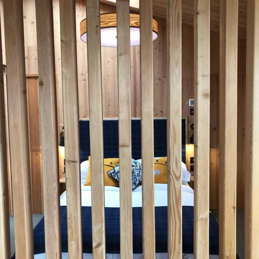 wood slat bedroom divider