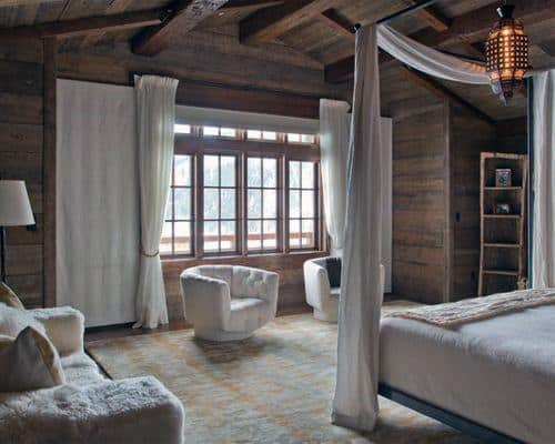 cabin style bedroom with floating bed