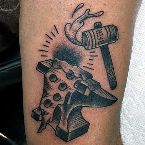 Beer Pizza Slice Food Tattoo Design Ideas For Male Arms