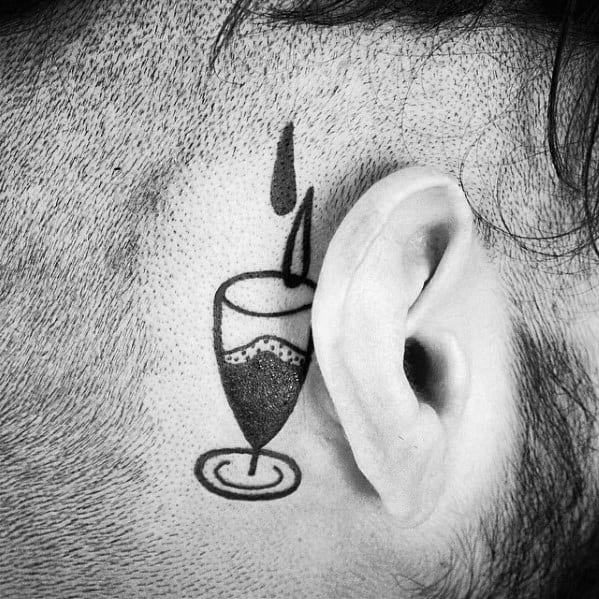 Behind The Ear Wine Tattoo Design Ideas For Males