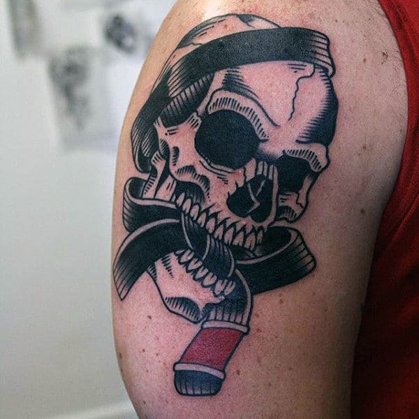Belt With Skull Guys Jiu Jitsu Upper Arm Tattoo