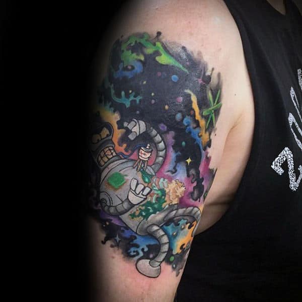 Bender In Outer Space Futurama Tattoos For Guys On Upper Arm