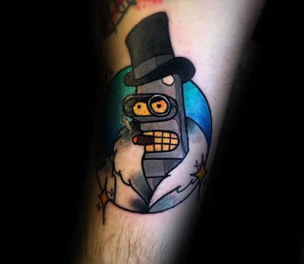 Bender Wearing Top Hat Mens Futurama Tattoo Designs