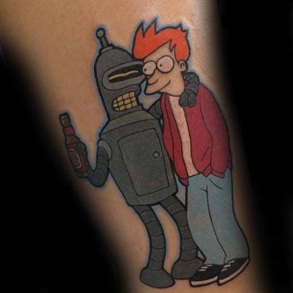 Bender With Fry Male Futurama Tattoo Designs