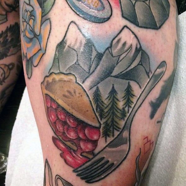 Berry Pie Fork Food Tattoo For Men