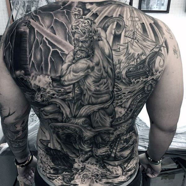 Best Black And Gray Tattoo Male Full Back