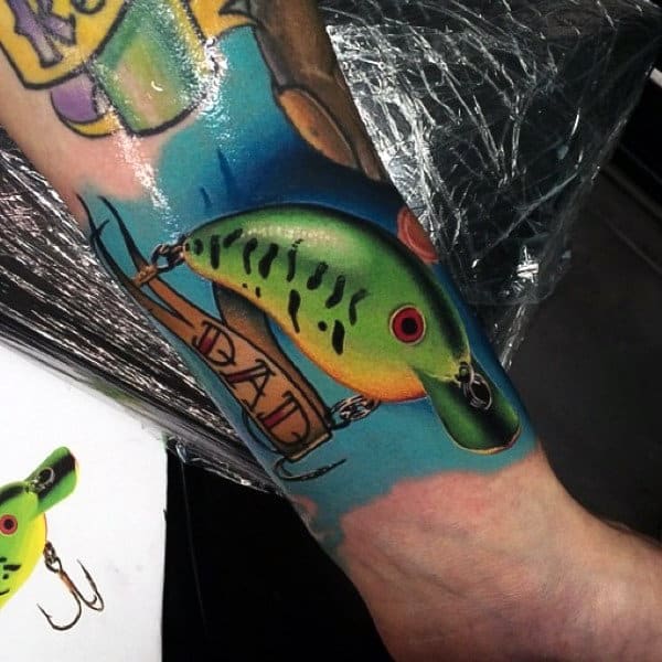 Best Fish Hook Tattoos For Men On Forearm Colorful