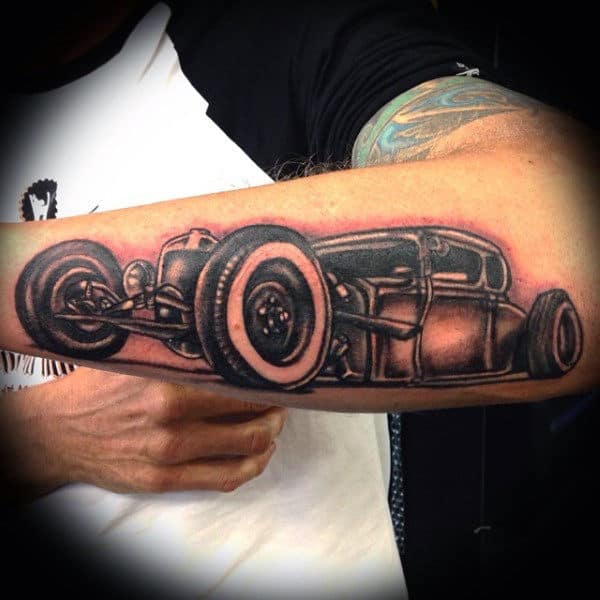 Best Hot Rod Tattoo Mens Forearm Design Ideas