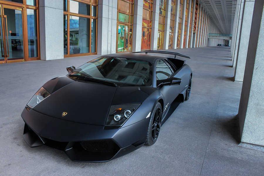 Beijing,-,March,2,,2011:,Matte,Black,Lamborghini,Murcielago,Lp670-4