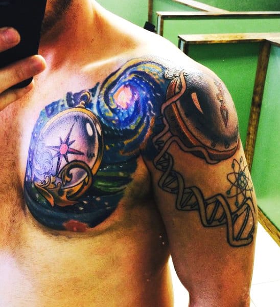 Best Manly Science Tattoos For Men On Shoulder And Chest