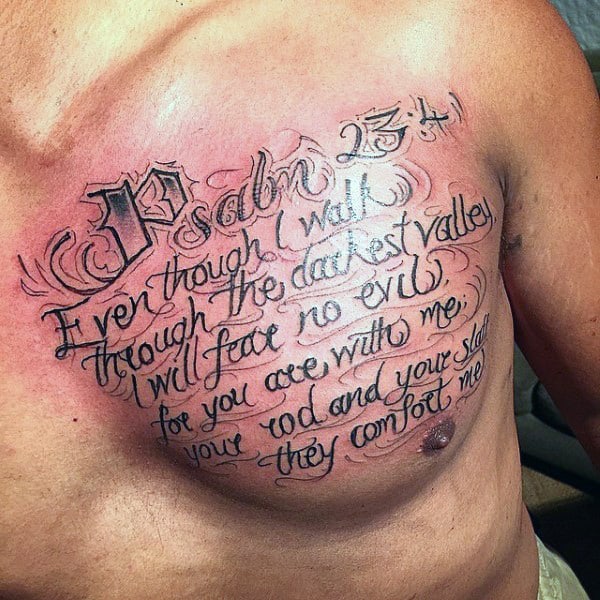 Bible Tattoo Quotes For Males On Upper Chest Psalm 23 41