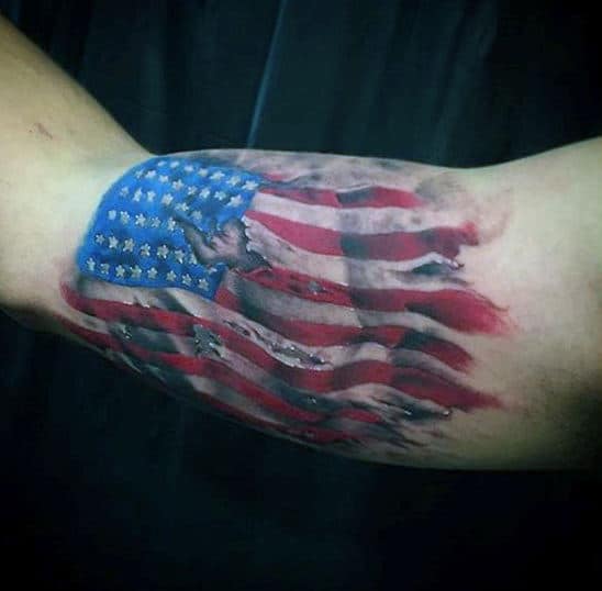 Bicep American Flag Tattoos For Men